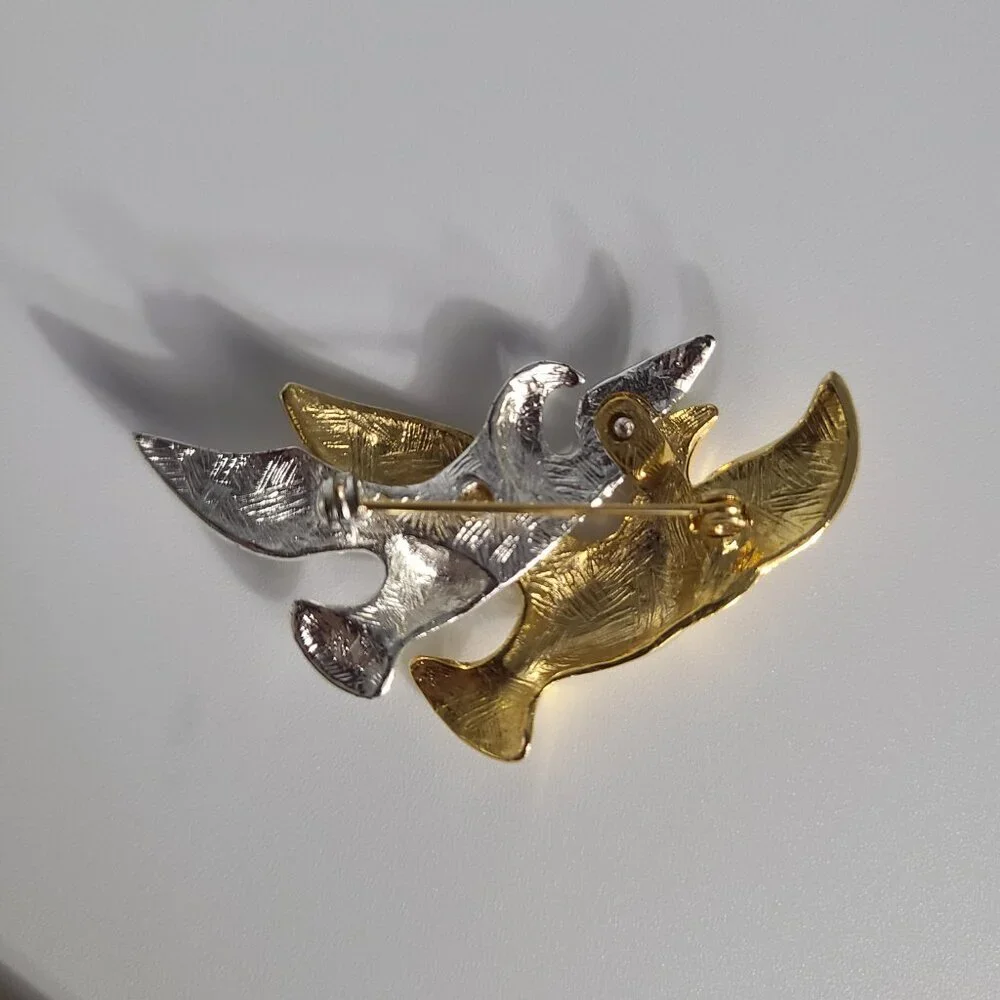 Brooch Pins Gold Tone Swirls - Birds Doves Silver Tone - Lot of 4